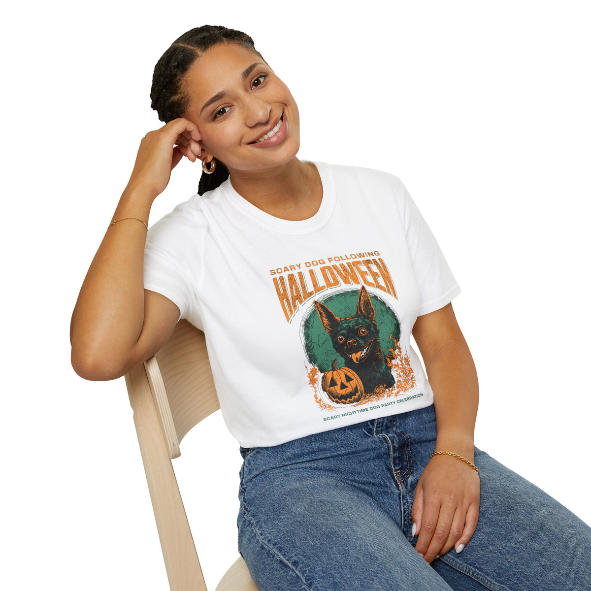Halloween Dog T‑Shirt — "Scary Dog Following Halloween" Graphic Tee
