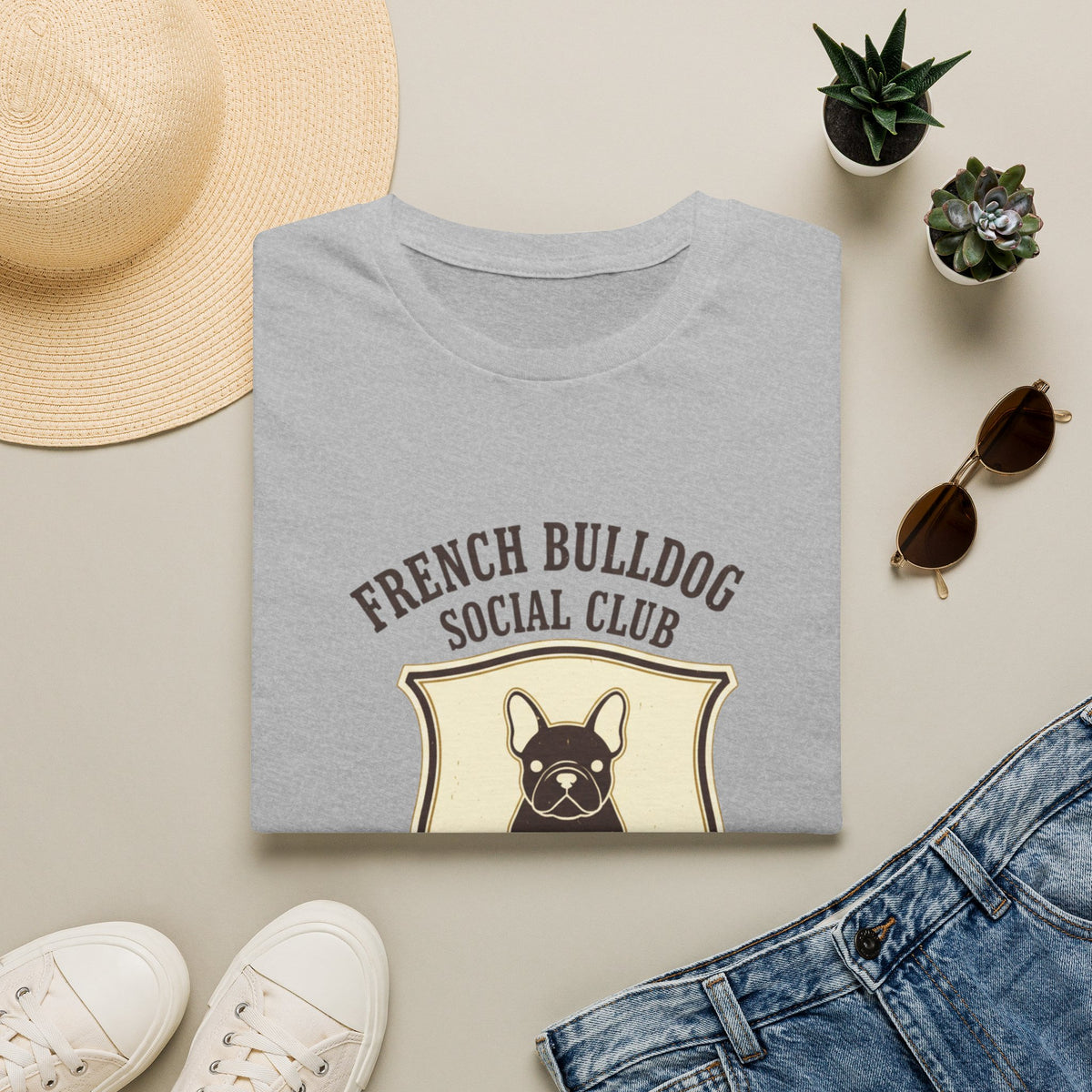 French Bulldog Social Club T-Shirt — Retro Crest Graphic Tee for Dog Lovers
