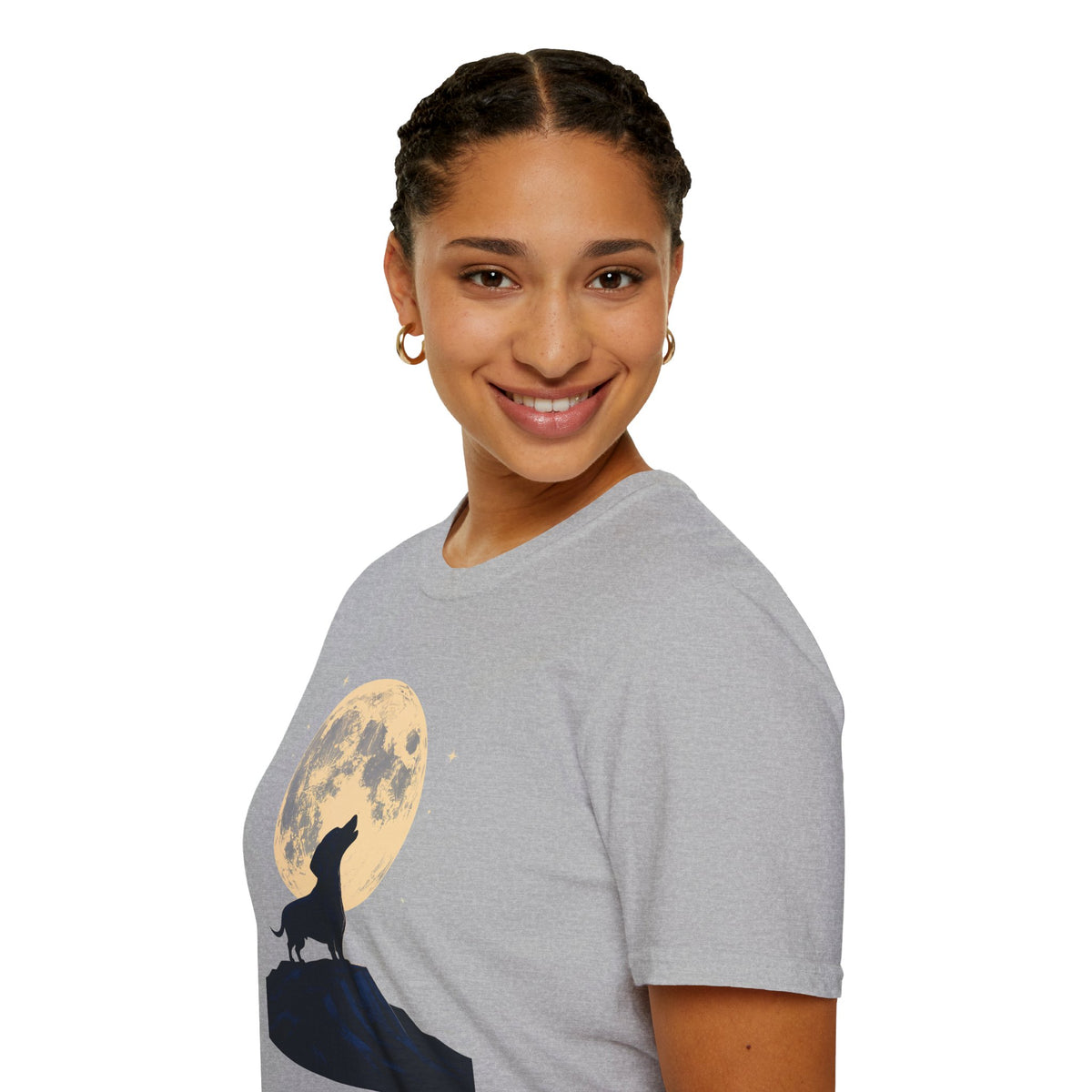 Howling Moon T-Shirt — Silhouette Wolf & Full Moon Night Sky Tee