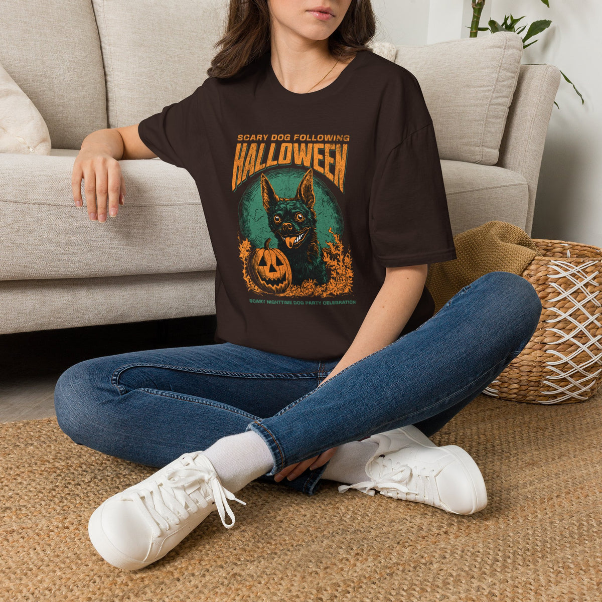 Halloween Dog T‑Shirt — "Scary Dog Following Halloween" Graphic Tee