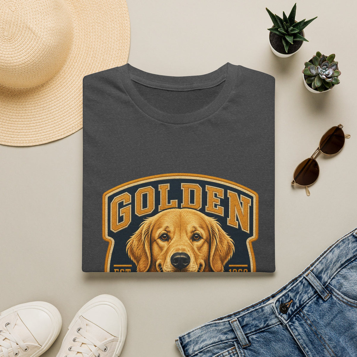 Golden Retriever T-Shirt — Vintage Dog Portrait Tee