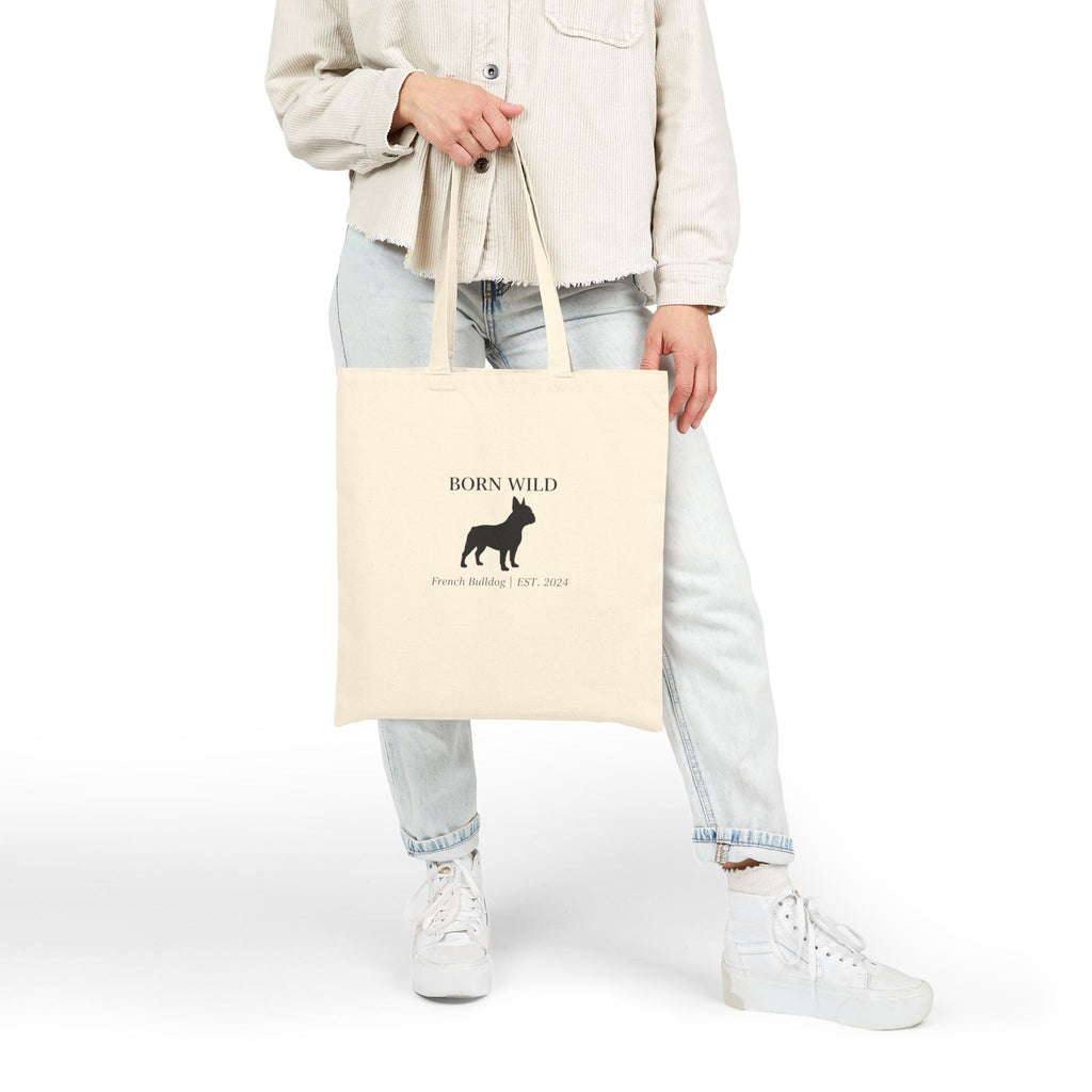 Born Wild French Bulldog Tote Bag — Canvas Dog Lover Market Tote