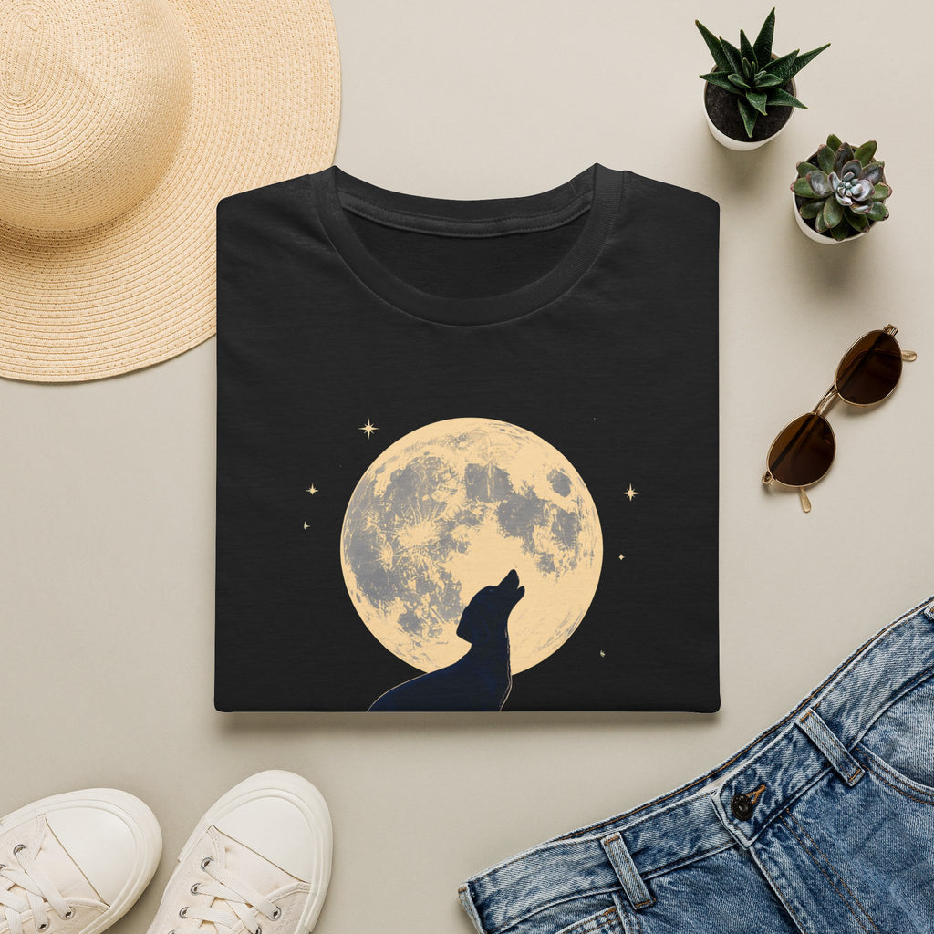 Howling Moon T-Shirt — Silhouette Wolf & Full Moon Night Sky Tee