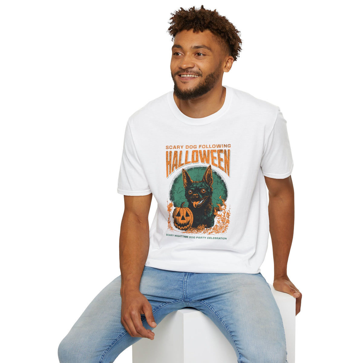 Halloween Dog T‑Shirt — "Scary Dog Following Halloween" Graphic Tee