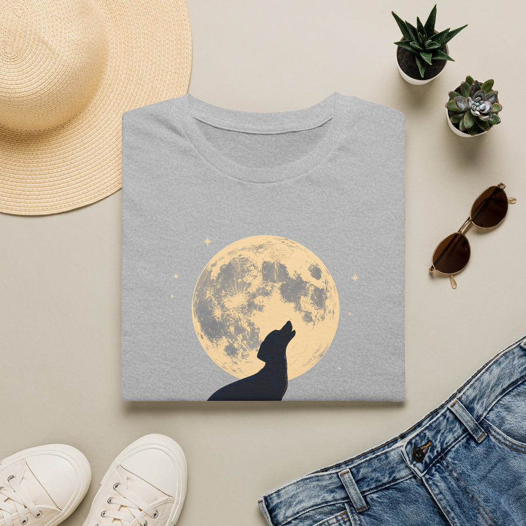 Howling Moon T-Shirt — Silhouette Wolf & Full Moon Night Sky Tee