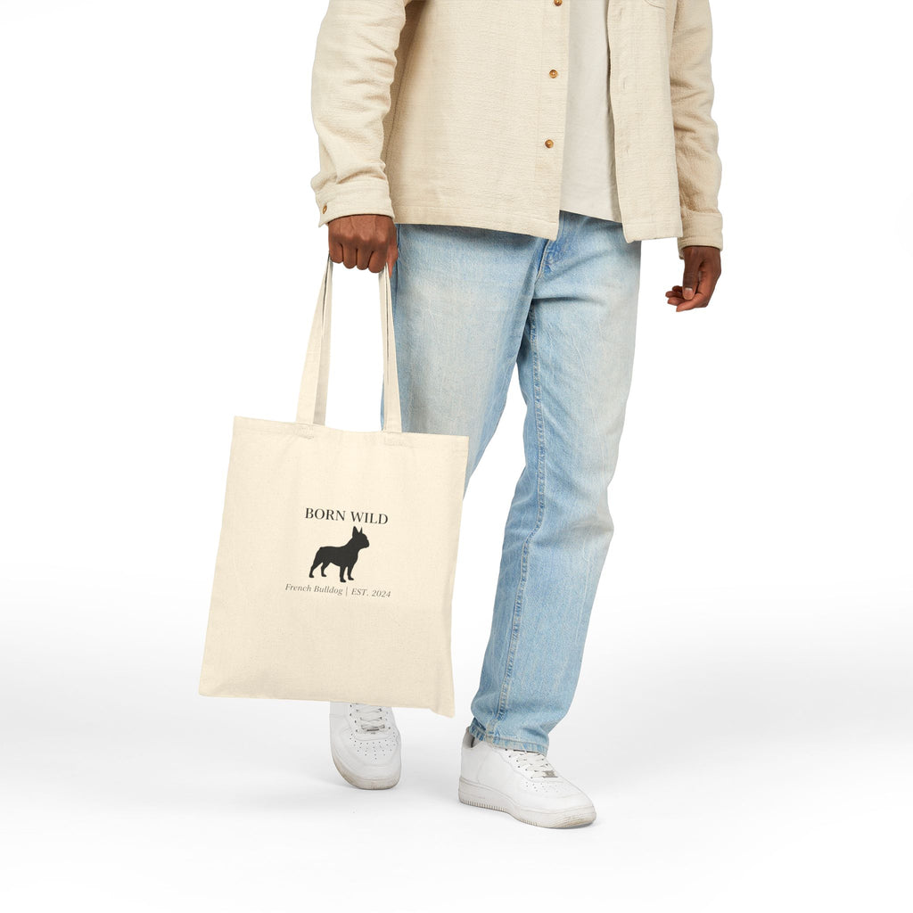 Born Wild French Bulldog Tote Bag — Canvas Dog Lover Market Tote