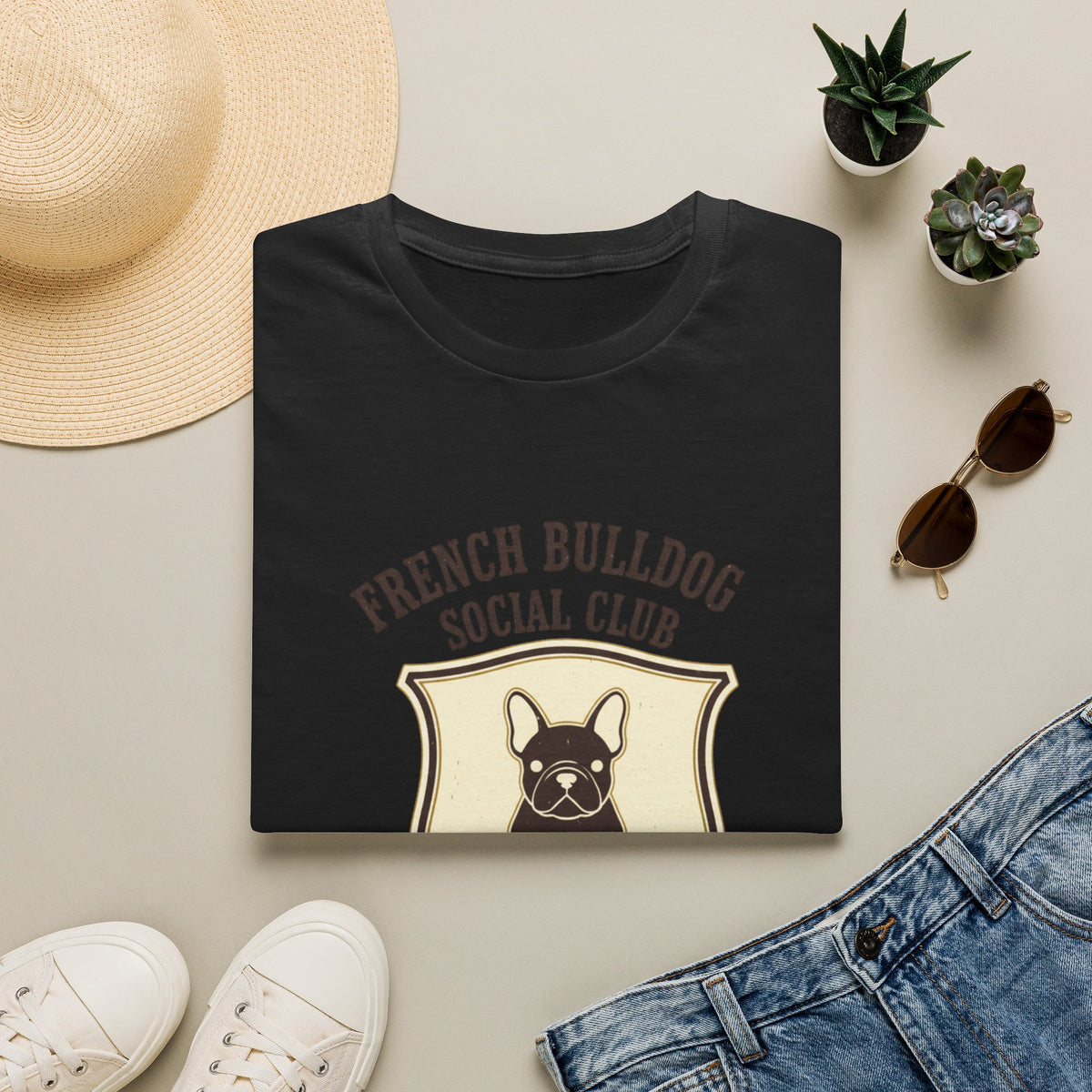 French Bulldog Social Club T-Shirt — Retro Crest Graphic Tee for Dog Lovers