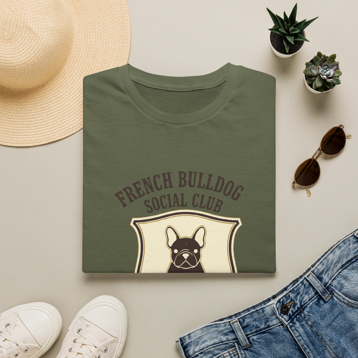 French Bulldog Social Club T-Shirt — Retro Crest Graphic Tee for Dog Lovers