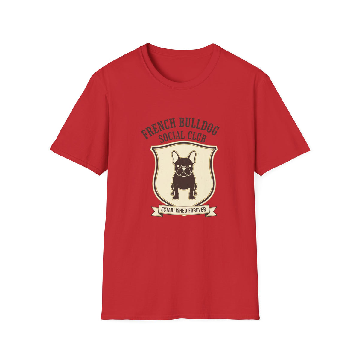 French Bulldog Social Club T-Shirt — Retro Crest Graphic Tee for Dog Lovers