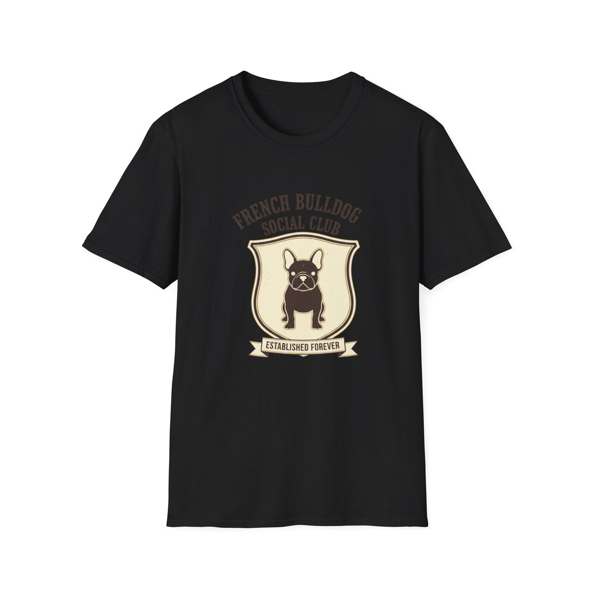 French Bulldog Social Club T-Shirt — Retro Crest Graphic Tee for Dog Lovers
