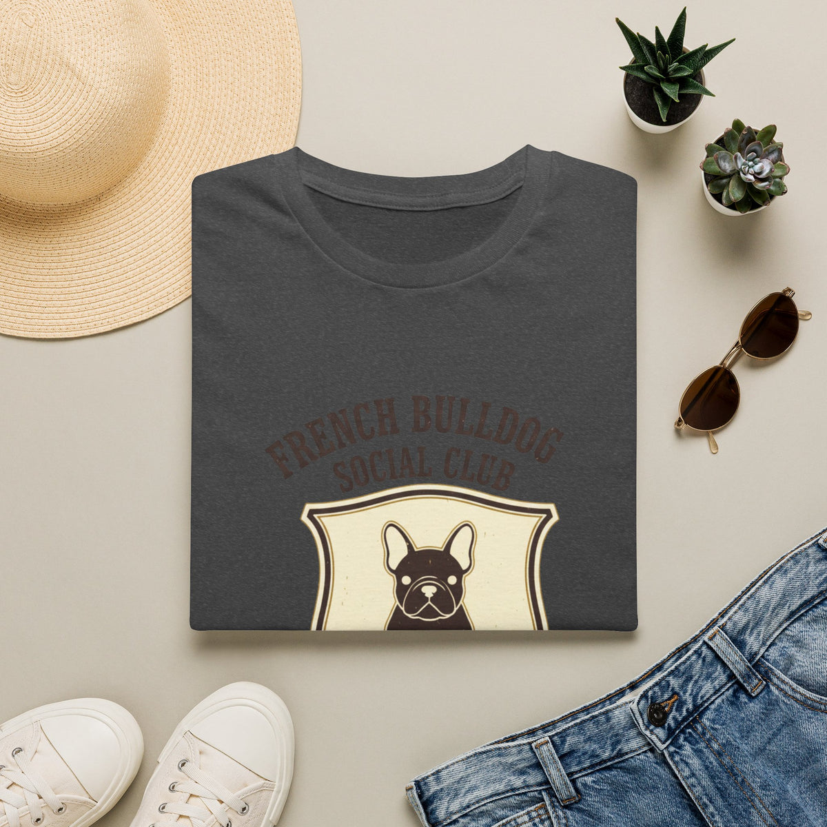 French Bulldog Social Club T-Shirt — Retro Crest Graphic Tee for Dog Lovers