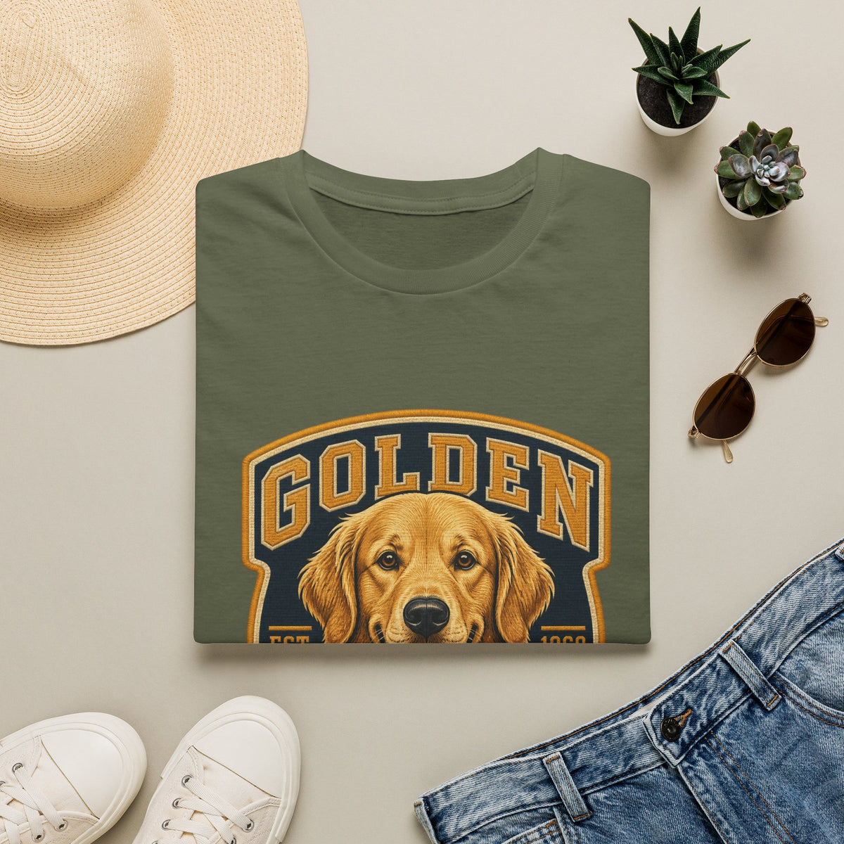 Golden Retriever T-Shirt — Vintage Dog Portrait Tee