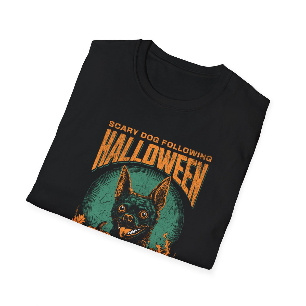 Halloween Dog T‑Shirt — "Scary Dog Following Halloween" Graphic Tee