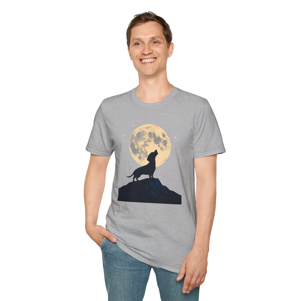 Howling Moon T-Shirt — Silhouette Wolf & Full Moon Night Sky Tee