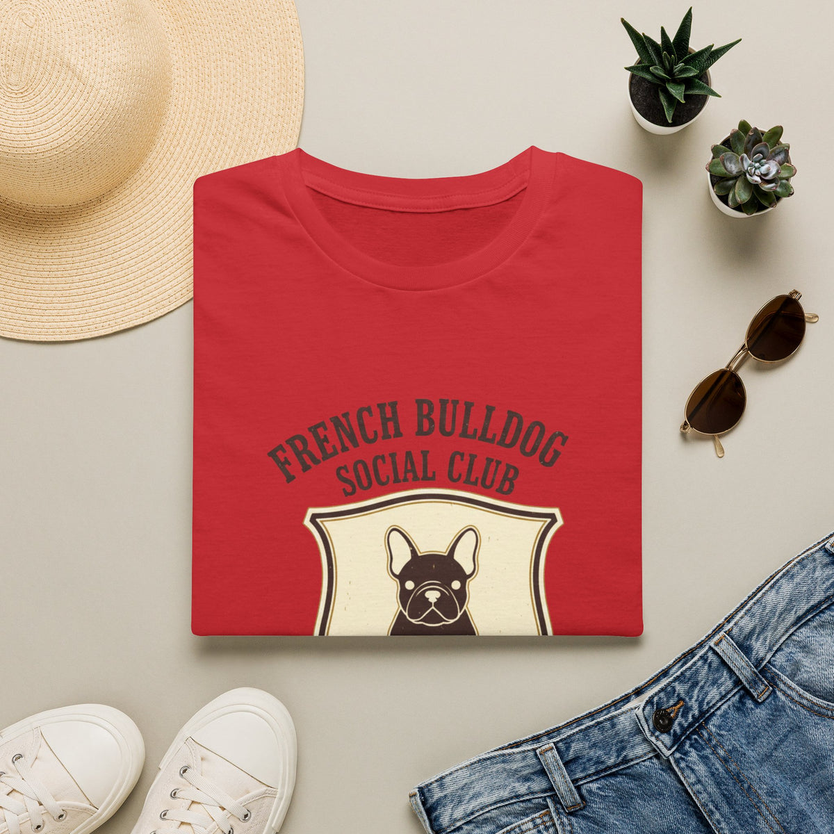 French Bulldog Social Club T-Shirt — Retro Crest Graphic Tee for Dog Lovers