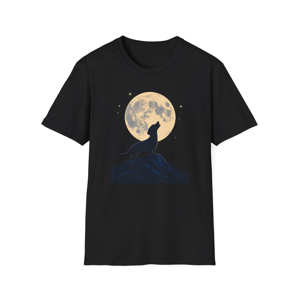 Howling Moon T-Shirt — Silhouette Wolf & Full Moon Night Sky Tee