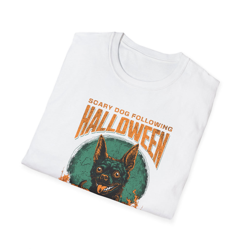 Halloween Dog T‑Shirt — "Scary Dog Following Halloween" Graphic Tee