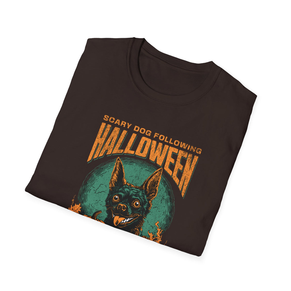 Halloween Dog T‑Shirt — "Scary Dog Following Halloween" Graphic Tee