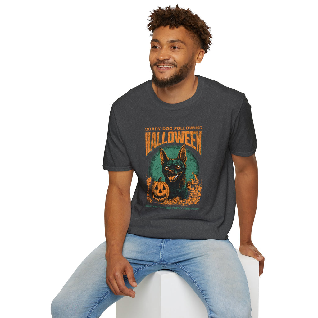 Halloween Dog T‑Shirt — "Scary Dog Following Halloween" Graphic Tee