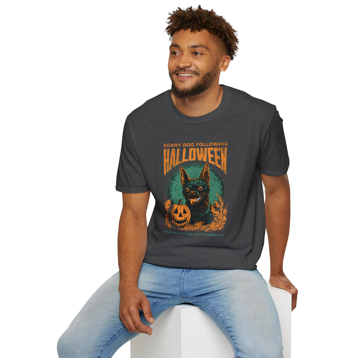 Halloween Dog T‑Shirt — "Scary Dog Following Halloween" Graphic Tee