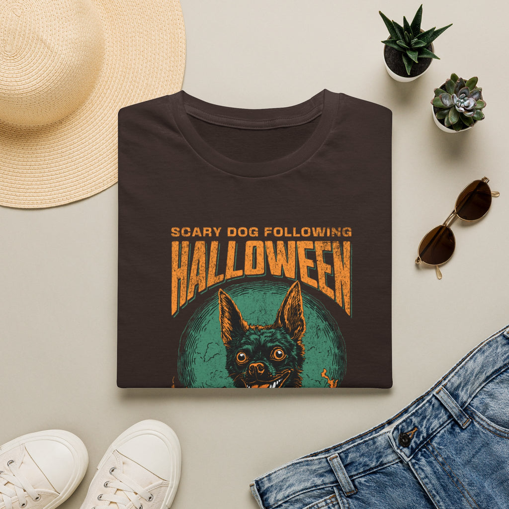 Halloween Dog T‑Shirt — "Scary Dog Following Halloween" Graphic Tee