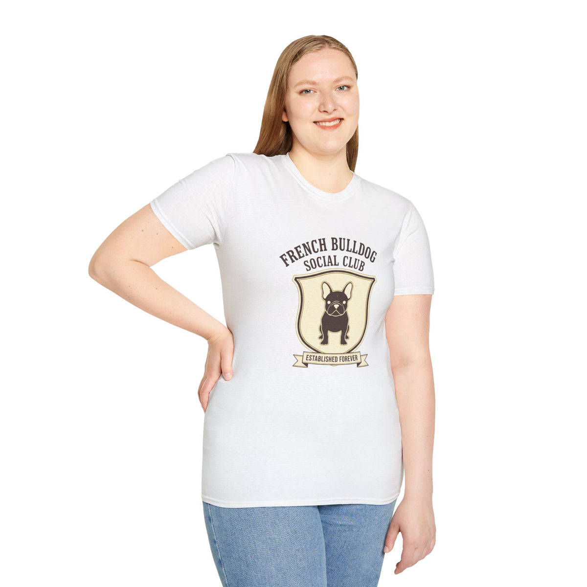 French Bulldog Social Club T-Shirt — Retro Crest Graphic Tee for Dog Lovers