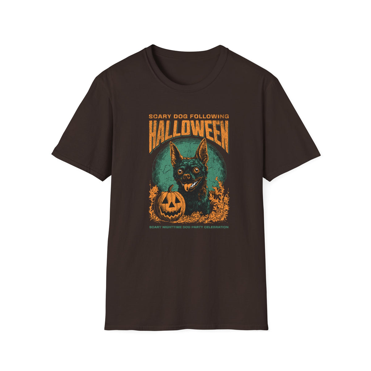 Halloween Dog T‑Shirt — "Scary Dog Following Halloween" Graphic Tee