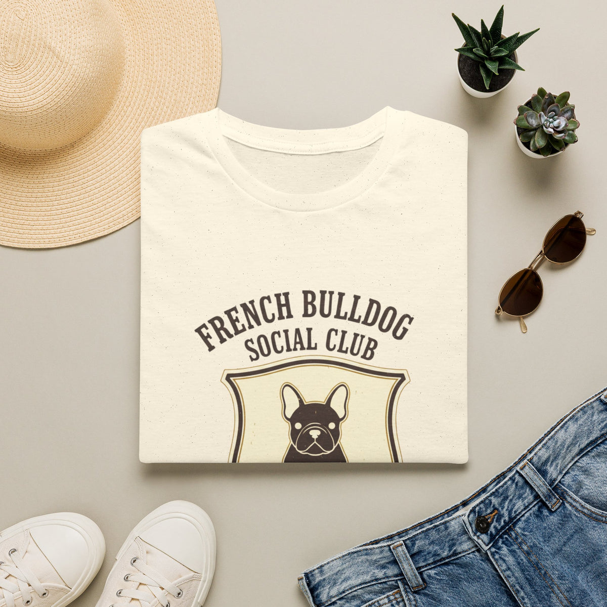 French Bulldog Social Club T-Shirt — Retro Crest Graphic Tee for Dog Lovers