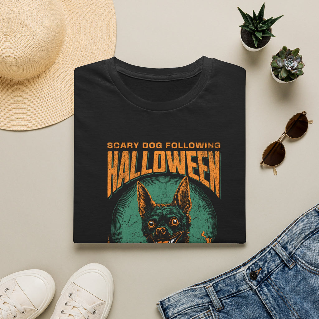 Halloween Dog T‑Shirt — "Scary Dog Following Halloween" Graphic Tee