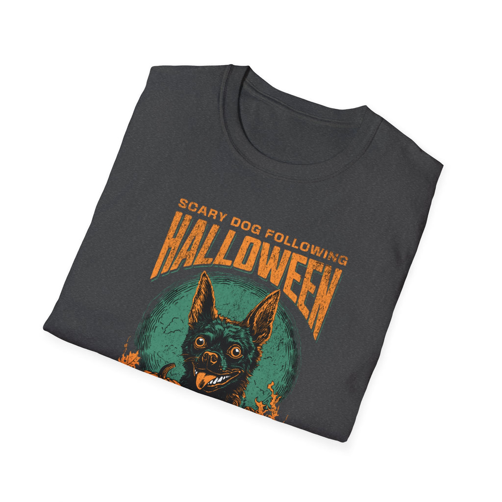 Halloween Dog T‑Shirt — "Scary Dog Following Halloween" Graphic Tee