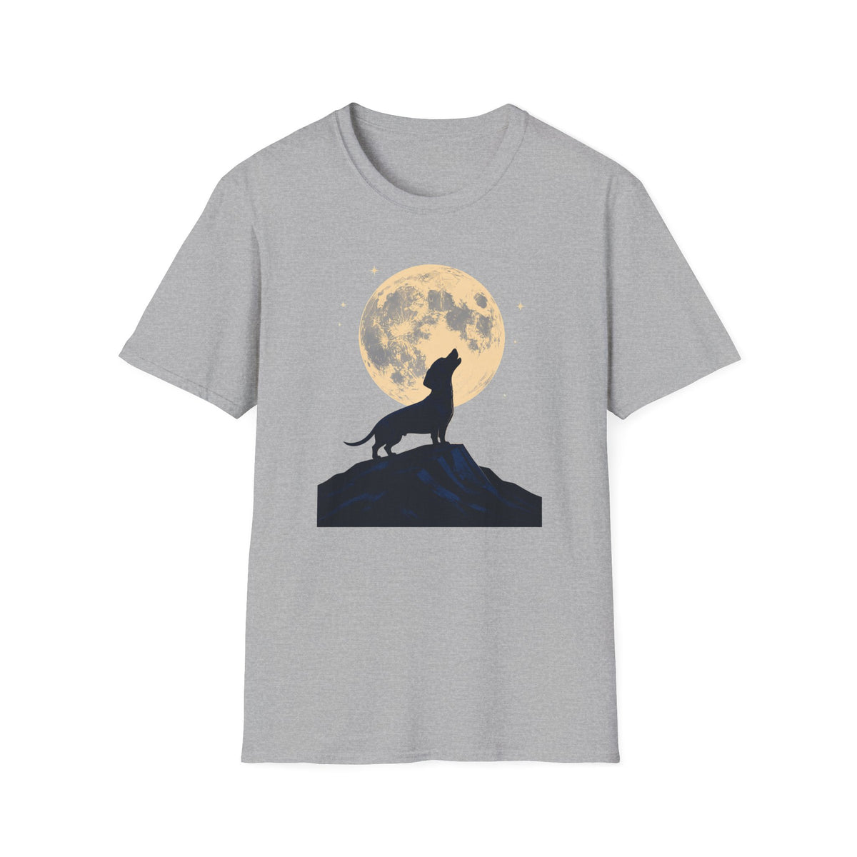 Howling Moon T-Shirt — Silhouette Wolf & Full Moon Night Sky Tee