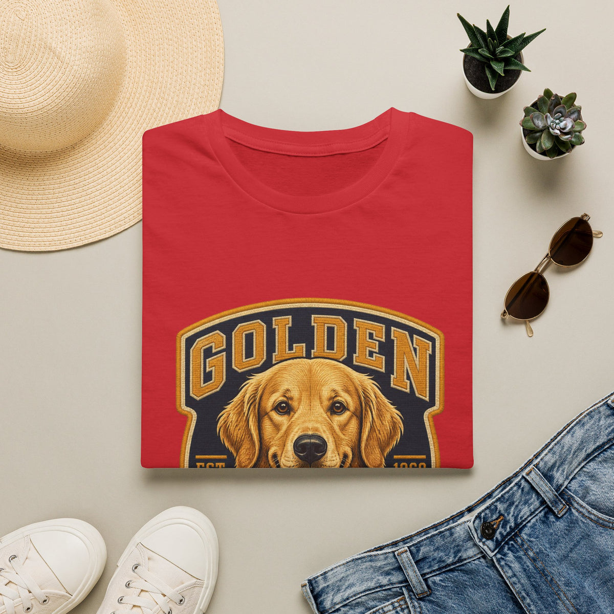 Golden Retriever T-Shirt — Vintage Dog Portrait Tee