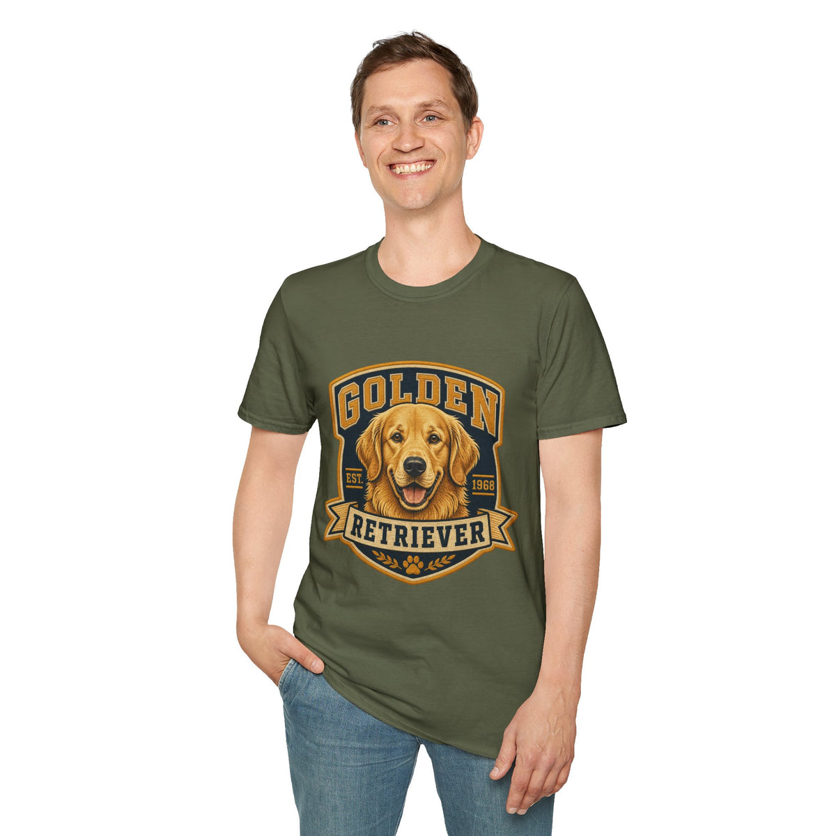 Golden Retriever T-Shirt — Vintage Dog Portrait Tee