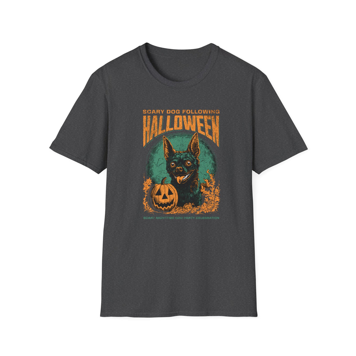 Halloween Dog T‑Shirt — "Scary Dog Following Halloween" Graphic Tee