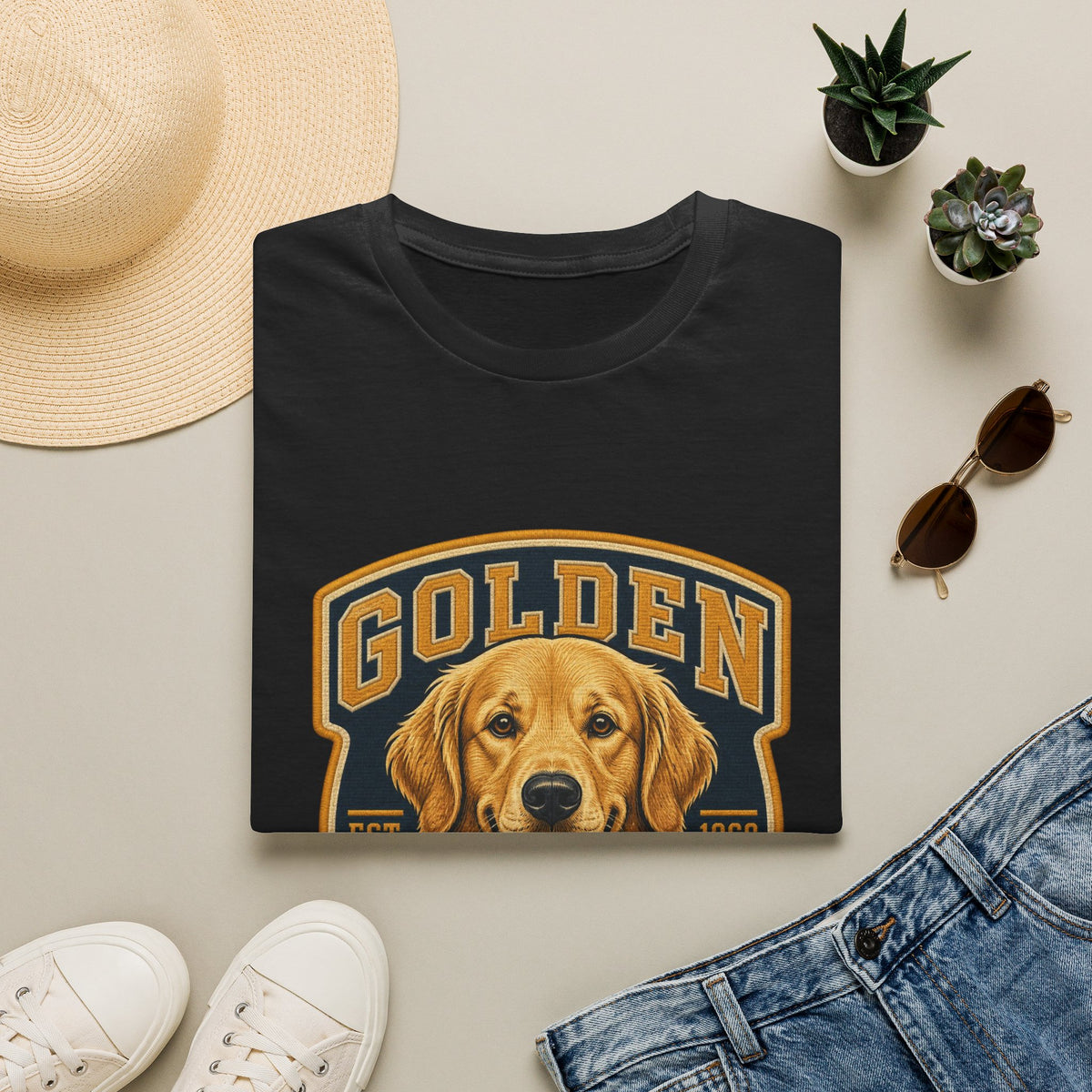 Golden Retriever T-Shirt — Vintage Dog Portrait Tee